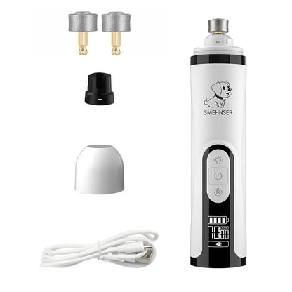 Electric Pet Nail Grinder with LED Light – USB Rechargeable, 3-Speed Quiet Trimmer for Dogs & Cats