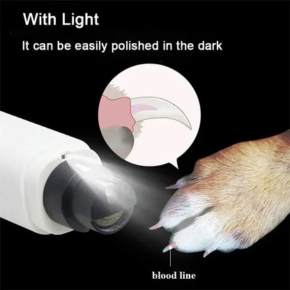 Electric Pet Nail Grinder with LED Light – USB Rechargeable Quiet Trimmer for Dogs & Cats