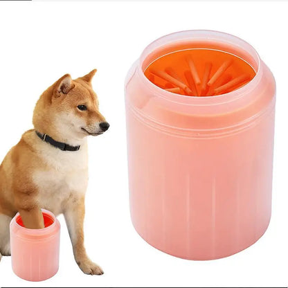 Portable Pet Paw Cleaner with Soft Silicone Brush & Drying Towel Bucket – Chemical-Free Foot Washer for Dogs & Cats