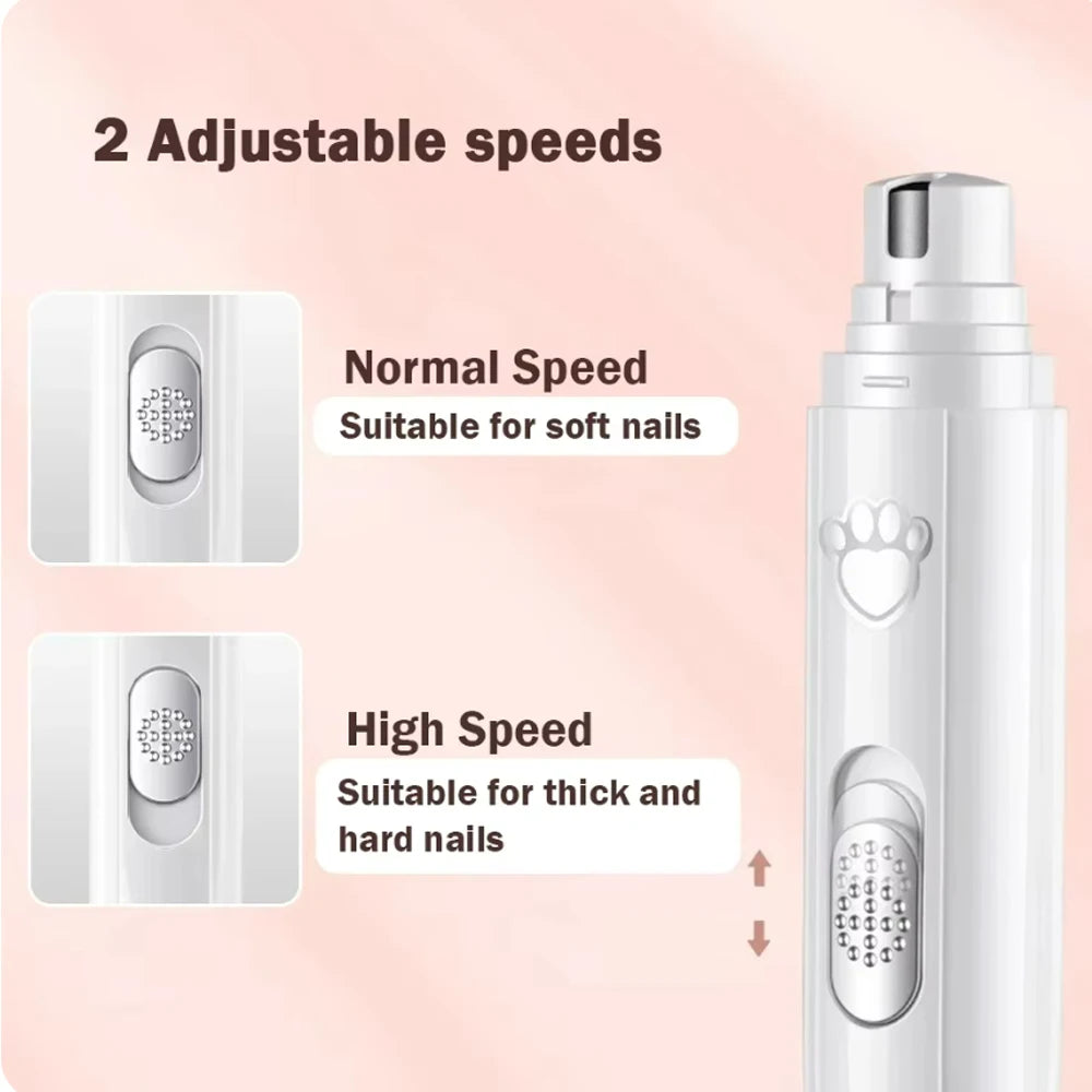 2-in-1 Electric Pet Nail Grinder & Polisher with LED Light – 2-Speed 500mAh Trimmer for Dogs & Cats