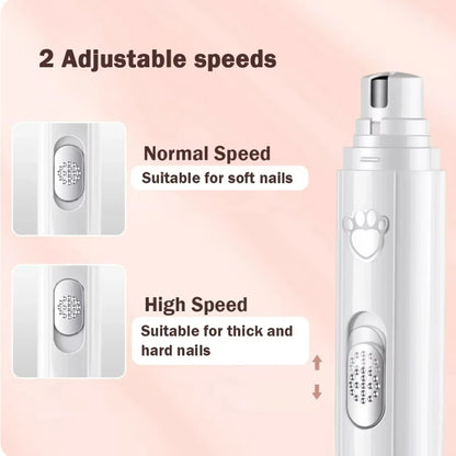 2-in-1 Electric Pet Nail Grinder & Polisher with LED Light – 2-Speed 500mAh Trimmer for Dogs & Cats