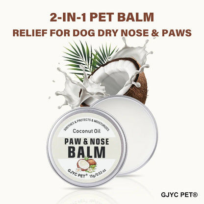 GJYC PET Coconut Oil Dog & Cat Nose and Paw Balm – Lick-Safe Natural Moisturizer for Dry, Cracked Paws and Snout