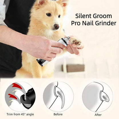 Electric Pet Nail Grinder with LED Light – USB Rechargeable, 3-Speed Quiet Trimmer for Dogs & Cats