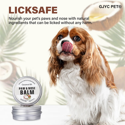 GJYC PET Coconut Oil Dog & Cat Nose and Paw Balm – Lick-Safe Natural Moisturizer for Dry, Cracked Paws and Snout