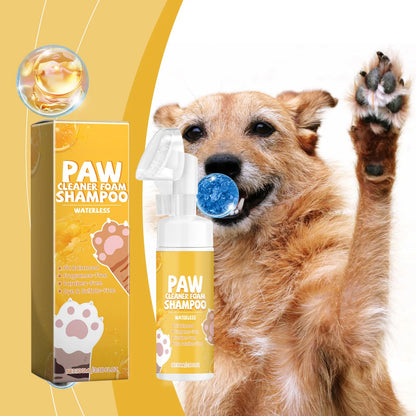 Rinse-Free Pet Paw Cleaning Foam with Silicone Brush – Moisturizing No-Wash Foot Cleanser for Dogs & Cats (100ml)