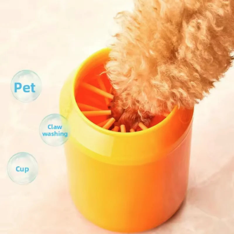 Portable Pet Paw Cleaner with Soft Silicone Brush & Drying Towel Bucket – Chemical-Free Foot Washer for Dogs & Cats