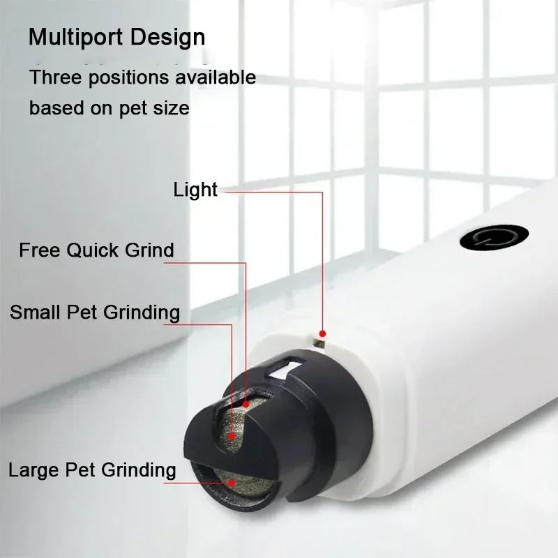 Electric Pet Nail Grinder with LED Light – USB Rechargeable Quiet Trimmer for Dogs & Cats