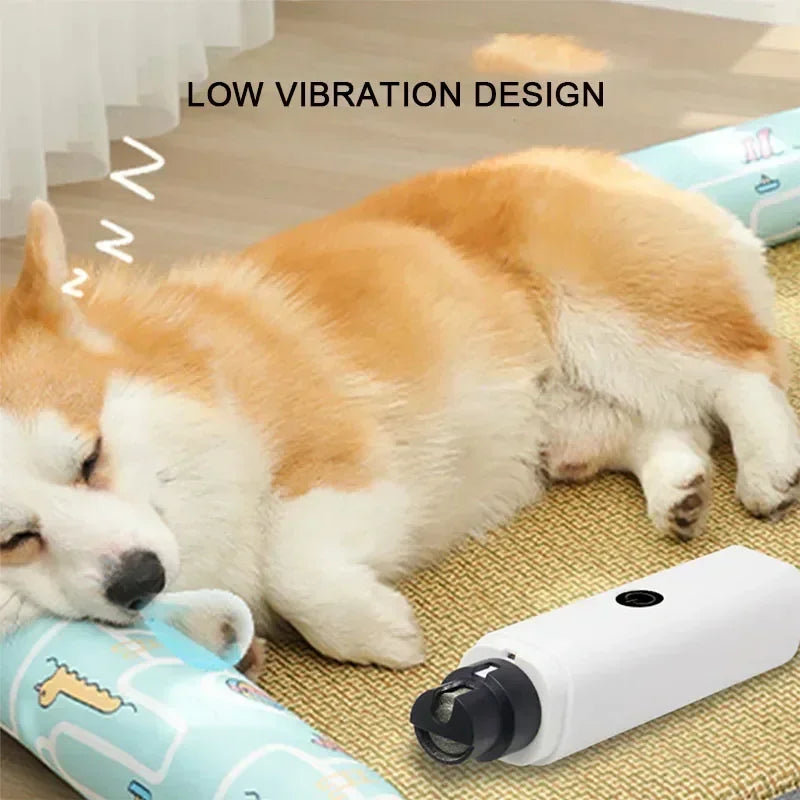 Electric Pet Nail Grinder with LED Light – USB Rechargeable, Quiet Low-Vibration Trimmer for Dogs & Cats