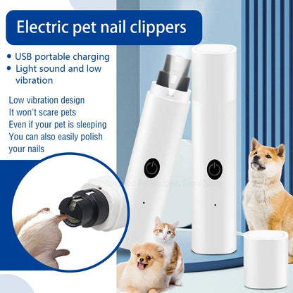 Electric Pet Nail Grinder with LED Light – USB Rechargeable, 2-Speed Quiet Trimmer with 3 Port Sizes for Dogs & Cats
