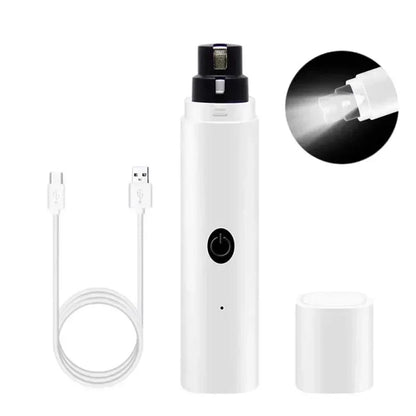 Electric Pet Nail Grinder with LED Light – USB Rechargeable, Quiet Low-Vibration Trimmer for Dogs & Cats
