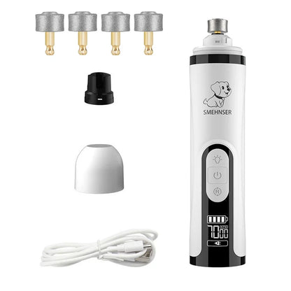 Electric Pet Nail Grinder with LED Light – USB Rechargeable, 3-Speed Quiet Trimmer for Dogs & Cats
