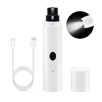 Electric Pet Nail Grinder with LED Light – USB Rechargeable, 2-Speed Quiet Trimmer with 3 Port Sizes for Dogs & Cats