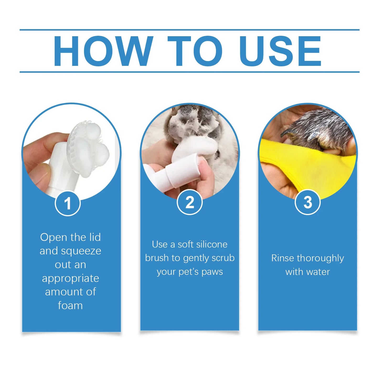 YEGBONG Pet Paw Cleaning Foam – Deep Cleansing Moisturizing Foot Care Foam with Silicone Brush for Dogs & Cats