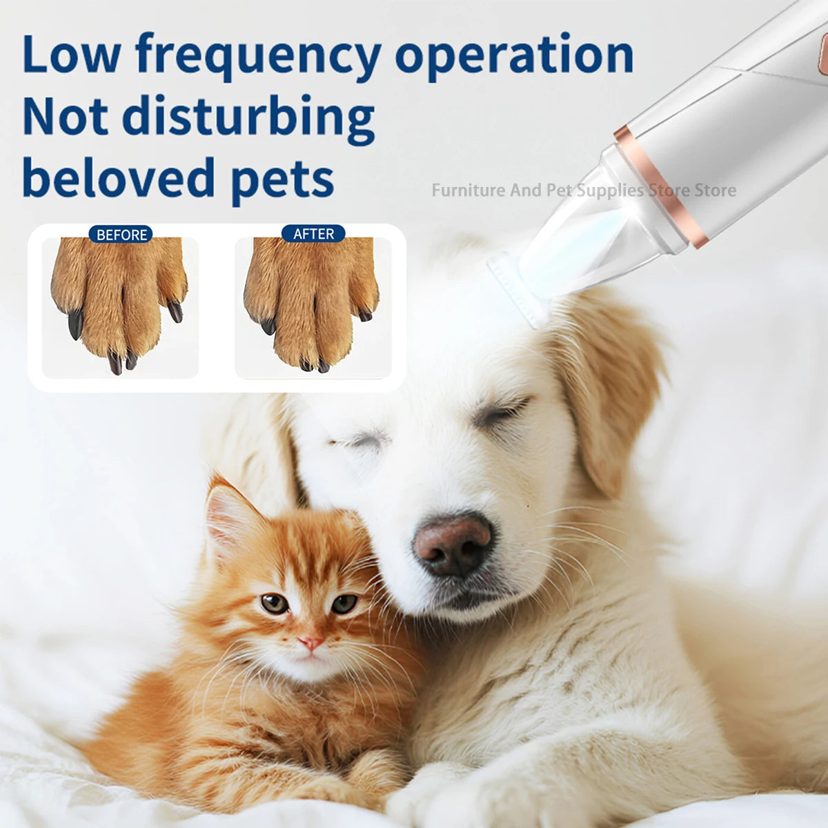 2-in-1 Electric Pet Nail Grinder & Hair Trimmer – USB-C Rechargeable with LED Light for Dogs & Cats