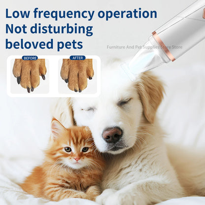 2-in-1 Electric Pet Nail Grinder & Hair Trimmer – USB-C Rechargeable with LED Light for Dogs & Cats