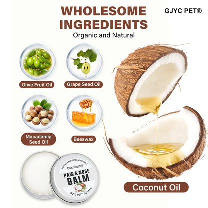 GJYC PET Coconut Oil Dog & Cat Nose and Paw Balm – Lick-Safe Natural Moisturizer for Dry, Cracked Paws and Snout