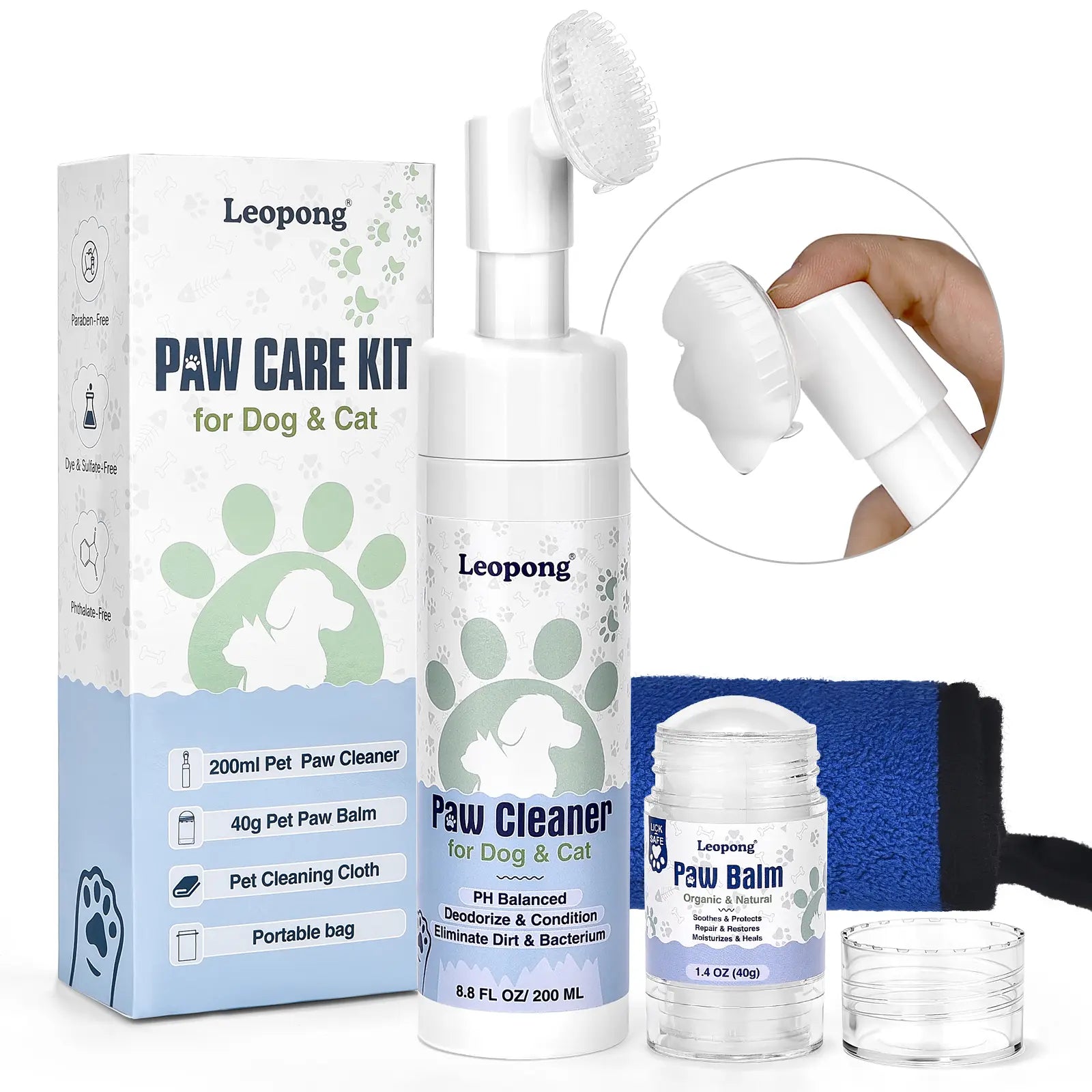 Dog Paw Care Kit: Comprehensive Cleaner and Balm for Healing and Restoring Dry, Cracked Paws and Nose Pads