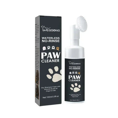 Rinse-Free Pet Paw Cleaning Foam with Silicone Scrubber – Natural Fragrance-Free No-Wash Cleanser for Dogs & Cats