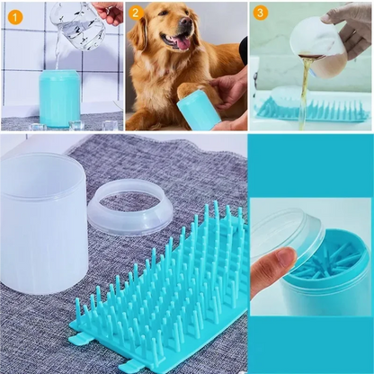 Portable Pet Paw Cleaner Cup with Soft Silicone Brush – Chemical-Free Foot Washer & Drying Bucket for Dogs & Cats