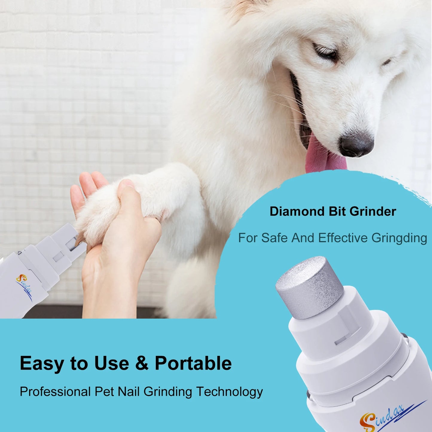 Electric Pet Nail Grinder – USB-C Rechargeable, 2-Speed Quiet Motor with 3 Grinding Ports for Dogs & Cats