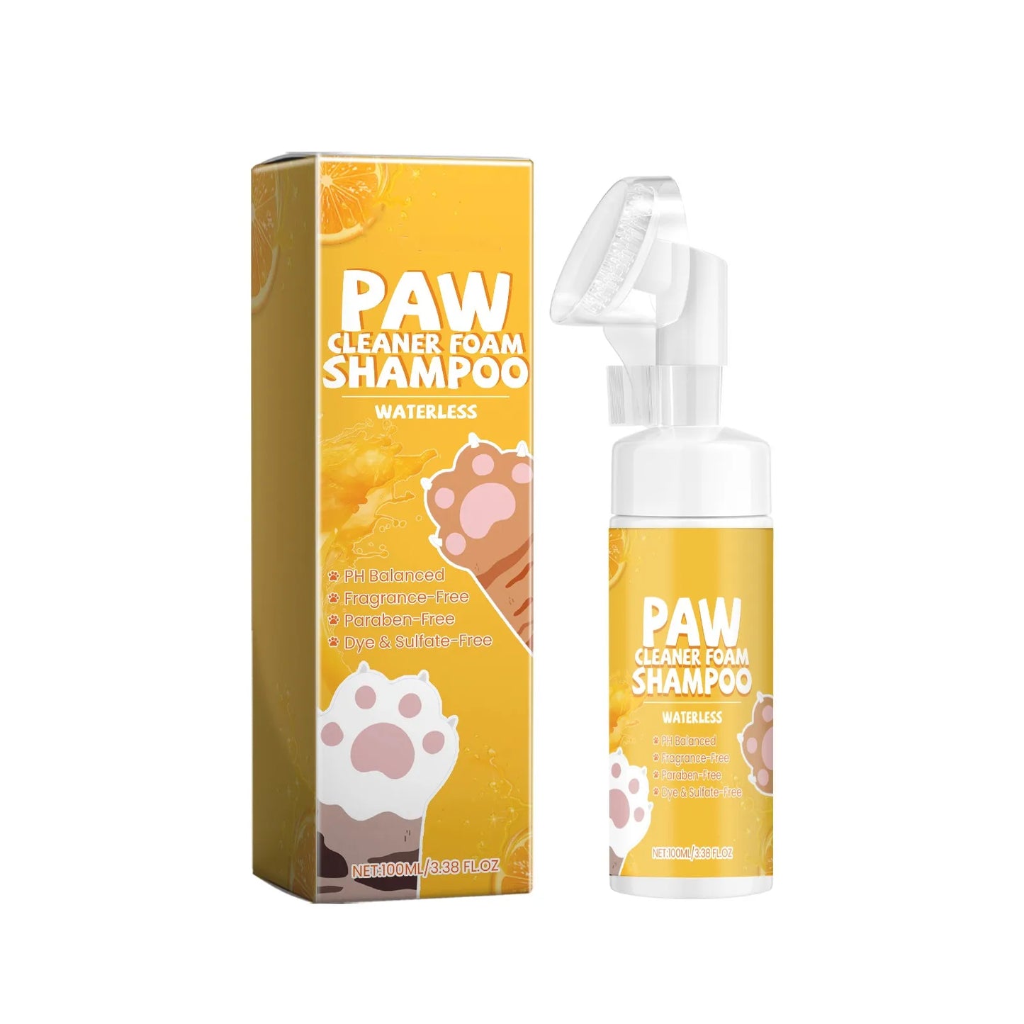 Rinse-Free Pet Paw Cleaning Foam with Silicone Brush – Moisturizing No-Wash Foot Cleanser for Dogs & Cats (100ml)