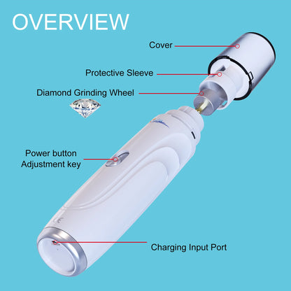 Electric Pet Nail Grinder – USB-C Rechargeable, 2-Speed Quiet Motor with 3 Grinding Ports for Dogs & Cats