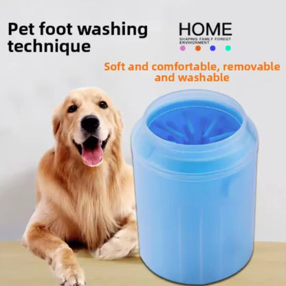 Portable Pet Paw Cleaner with Soft Silicone Brush & Drying Towel Bucket – Chemical-Free Foot Washer for Dogs & Cats