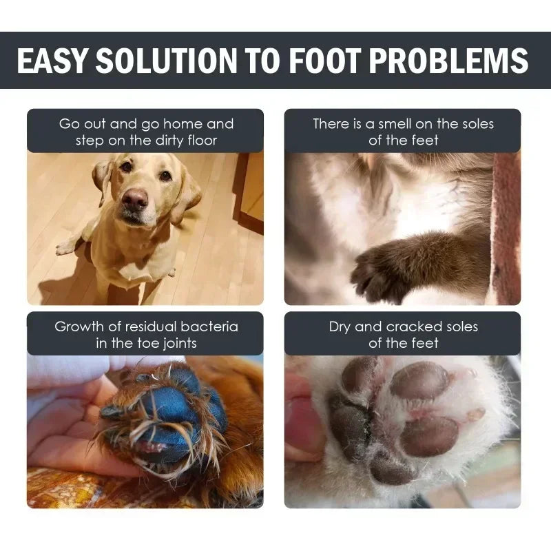 Rinse-Free Pet Paw Cleaning Foam with Silicone Scrubber – Natural Fragrance-Free No-Wash Cleanser for Dogs & Cats