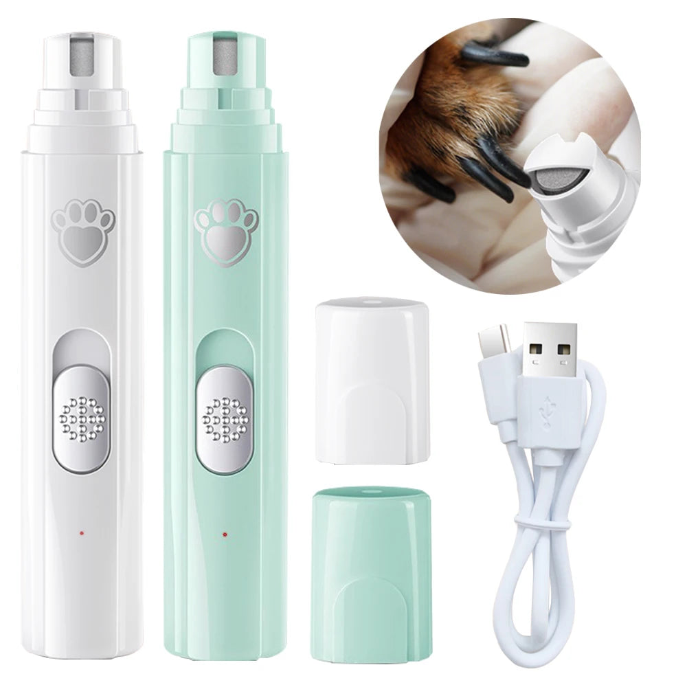 2-in-1 Electric Pet Nail Grinder & Polisher with LED Light – 2-Speed 500mAh Trimmer for Dogs & Cats