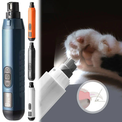Electric Pet Nail Grinder with LED Light – 5-Speed USB Rechargeable Quiet Trimmer with 3 Port Sizes for Dogs & Cats