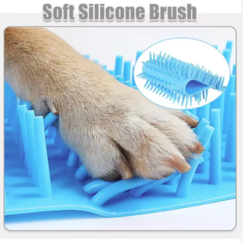 Portable Pet Paw Cleaner with Soft Silicone Brush & Drying Towel Bucket – Chemical-Free Foot Washer for Dogs & Cats