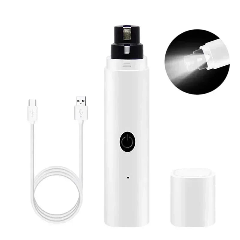 Electric Pet Nail Grinder with LED Light – USB Rechargeable Quiet Trimmer for Dogs & Cats