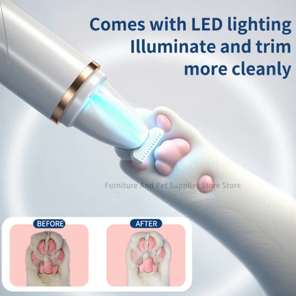 2-in-1 Electric Pet Nail Grinder & Hair Trimmer – USB-C Rechargeable with LED Light for Dogs & Cats