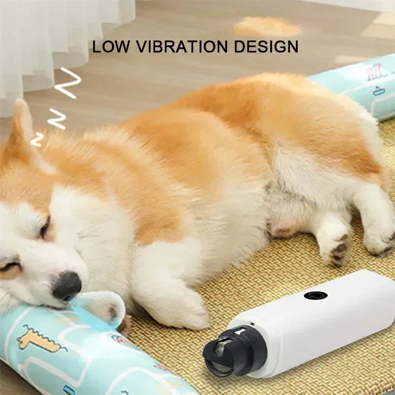 Electric Pet Nail Grinder with LED Light – USB Rechargeable Quiet Trimmer for Dogs & Cats