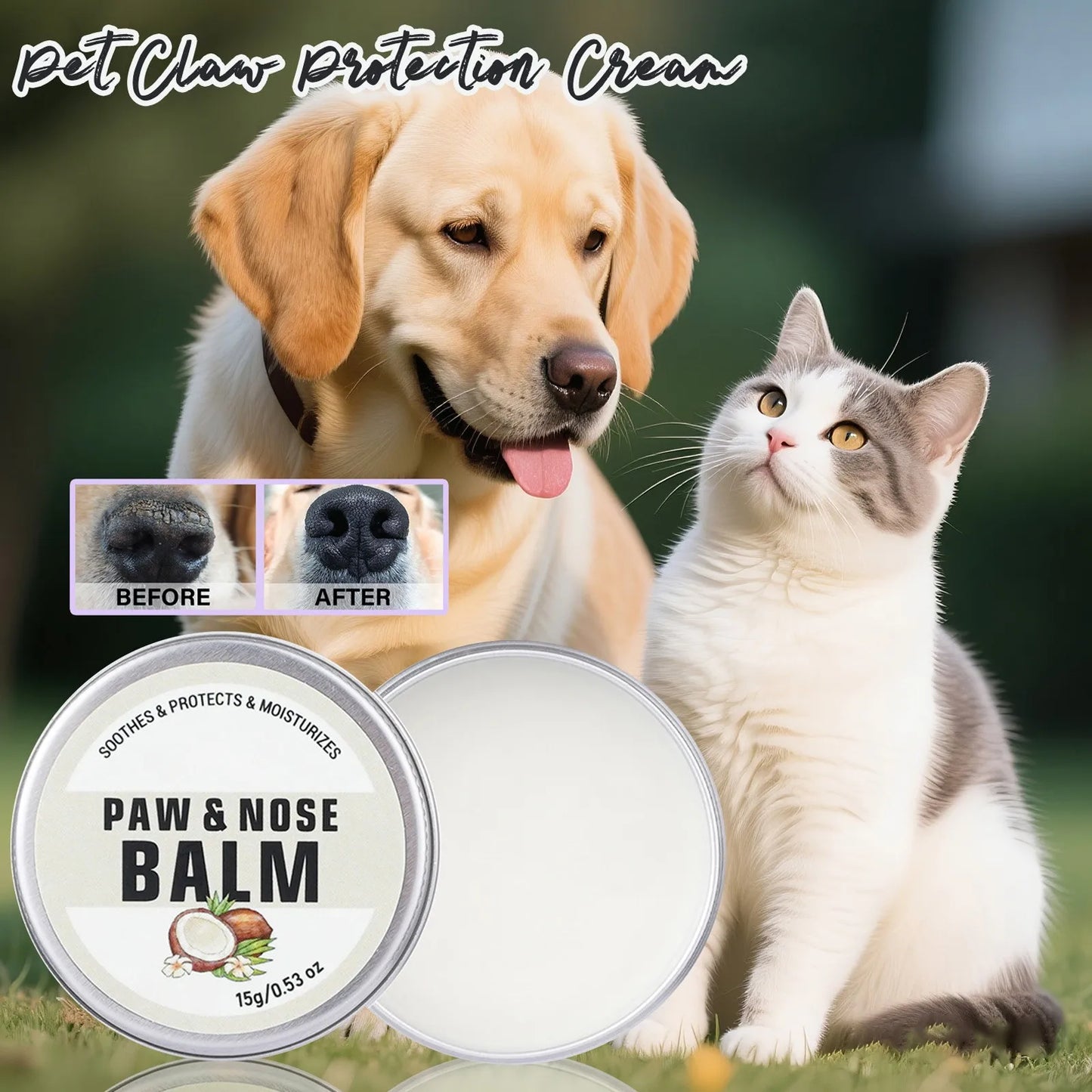 Natural Pet Paw & Nose Balm – Food-Grade Lick-Safe Moisturizing Wax for Dogs, Cats & More (15g)